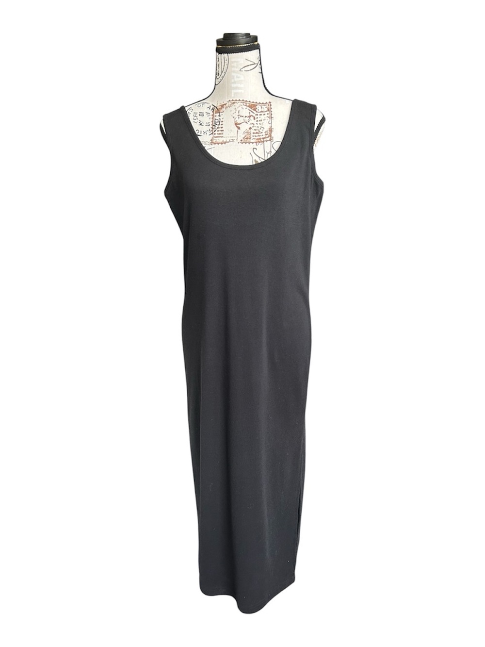 Vintage Express Tricot Black Sleeveless Maxi Dress size Medium